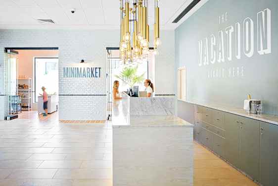 receptionist behind counter