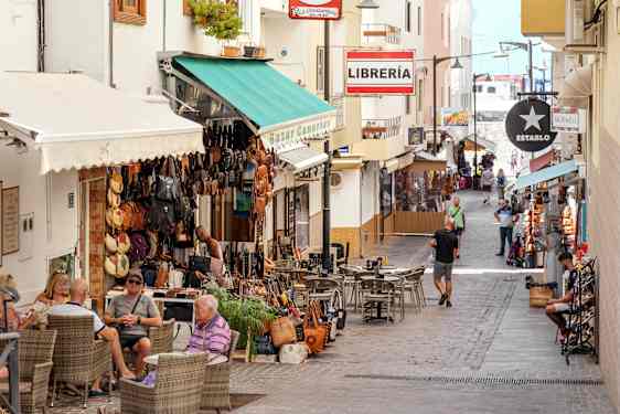 Small street with cafe and shop