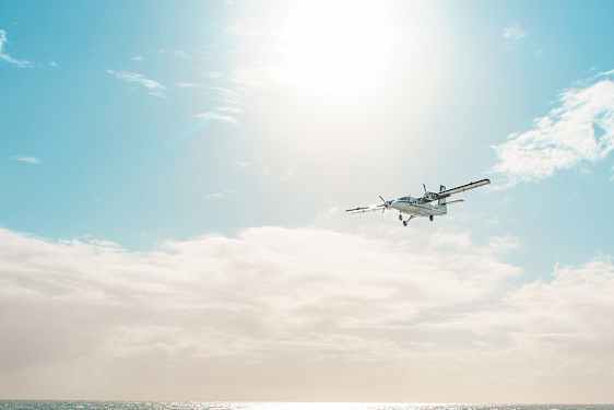 Airplane over the sea