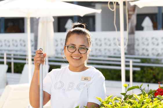 Staff by the pool