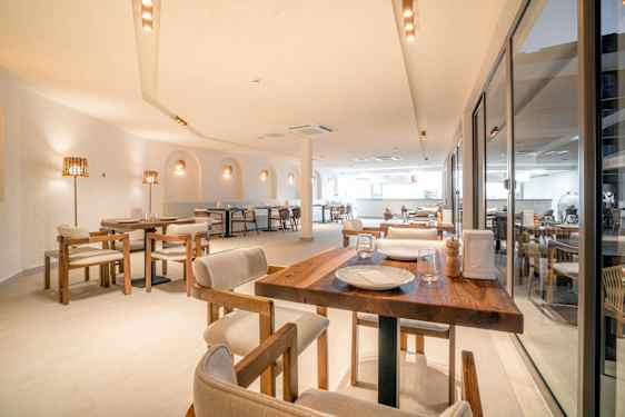 Restaurant inside beige tones