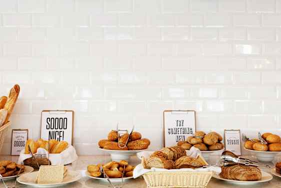 Bread att breakfast buffet