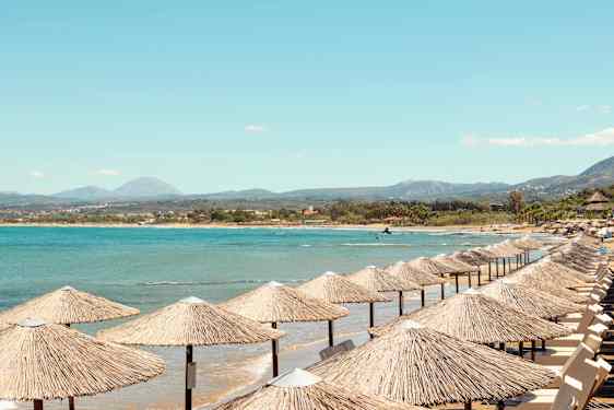 Beach with sunumbrellas