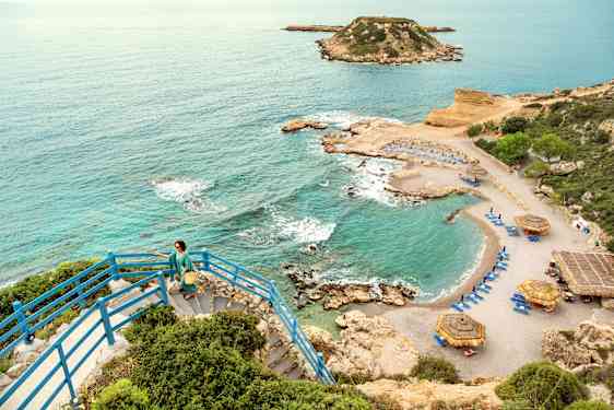 Small beach at Rhodes with stairs