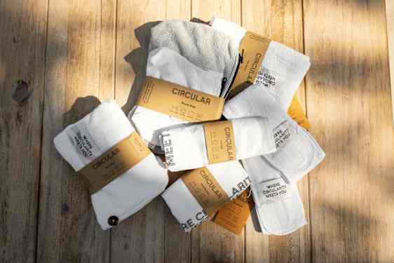 Reused Remade articles on wooden floor