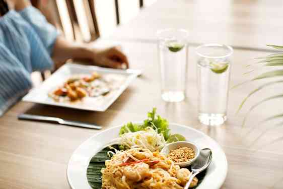 Plates with thai food
